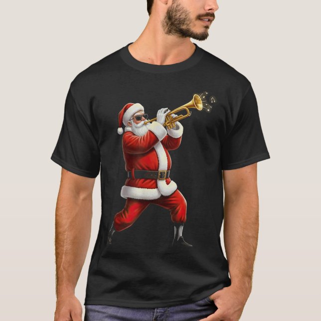 Camiseta Funny Trumpet Santa Christmas Graphic Player Trump (Frente)