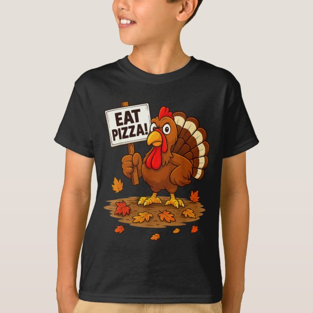Camiseta Funny Turkey Eat Zza Thanksgiving For Men Women Ki (Frente)