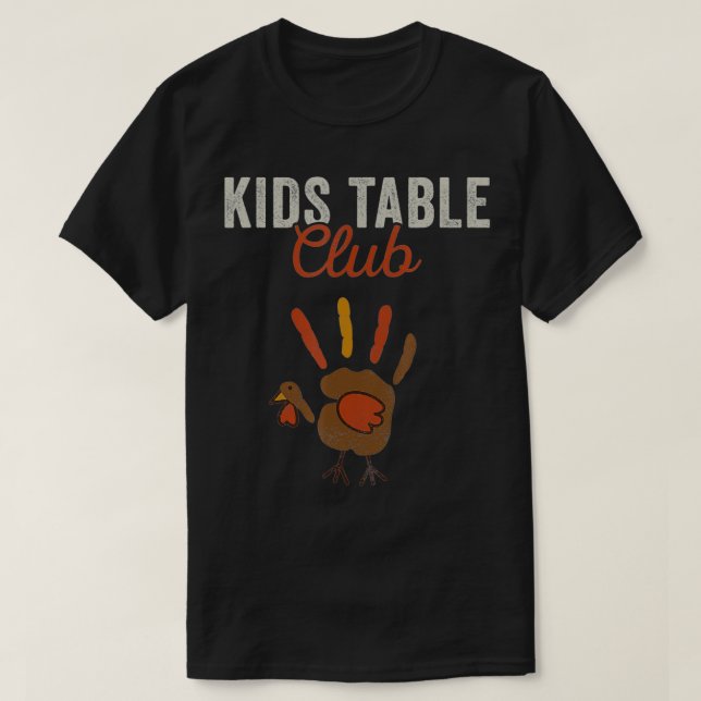 Camiseta Funny Turkey Hand Kids Table Thanksgiving  (Frente do Design)