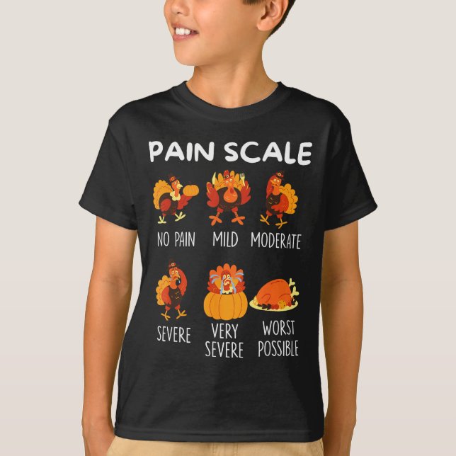 Camiseta Funny Turkey Pain Scale Thanksgiving Cna Er Nurse  (Frente)
