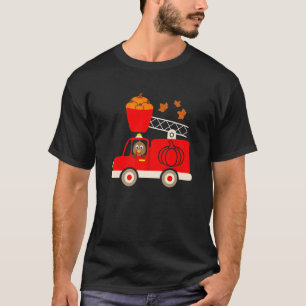 Camiseta Funny Turkey Pumpkin Fire Truck Ação de Graças 