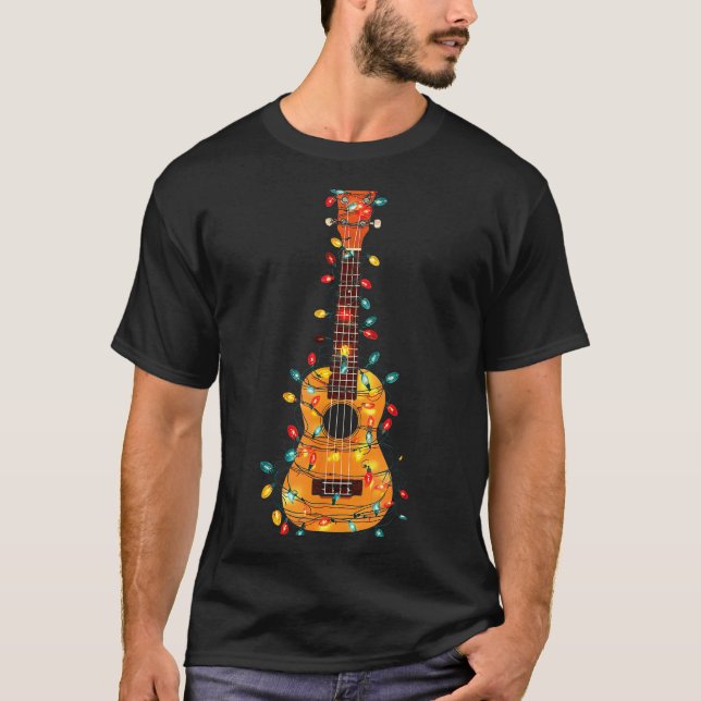 Camiseta Funny Ukulele Christmas Graphics Lights Lover Play (Frente)