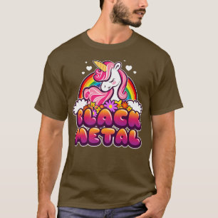 Camiseta Funny Unicorn e Rainbow Black Metal Music Festiv