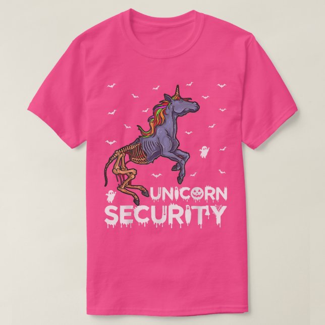 Camiseta Funny Unicorn Security Scary Skeleton Unicorn Hall (Frente do Design)