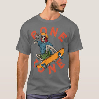 Camiseta Funny Urban Skeleton Bone Zone Skateboarder Grunge