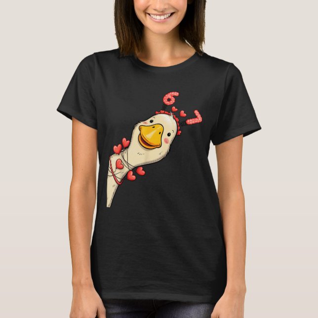 Camiseta Funny Valentine Goose 6 7 Six Seven Meme Matching  (Frente)
