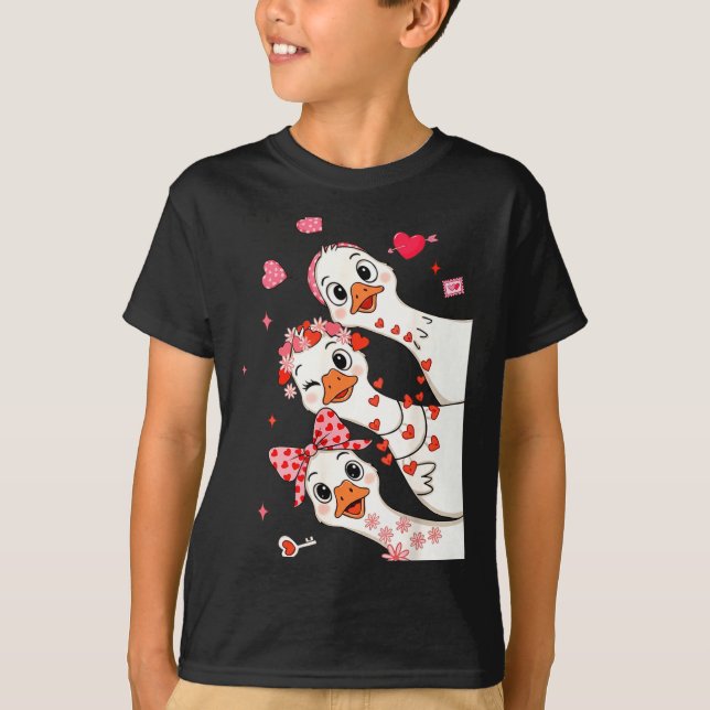 Camiseta Funny Valentine Goose Nk Coquette Valentines Girls (Frente)