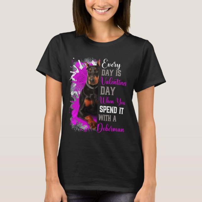 Camiseta Funny Valentines Day Doberman Mom Mother Mommy Par (Frente)