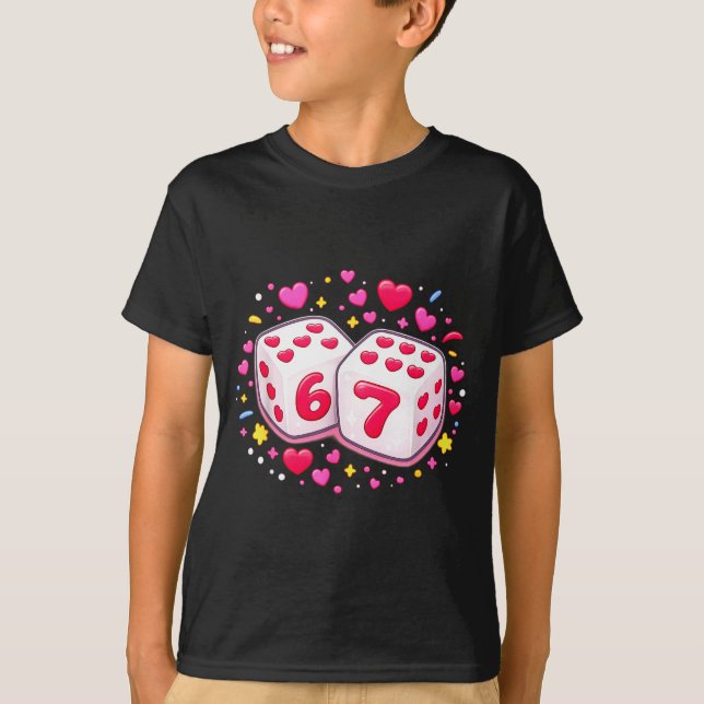 Camiseta Funny Valentines Day Shirt Cute Dice 67 Meme 6-7 S (Frente)