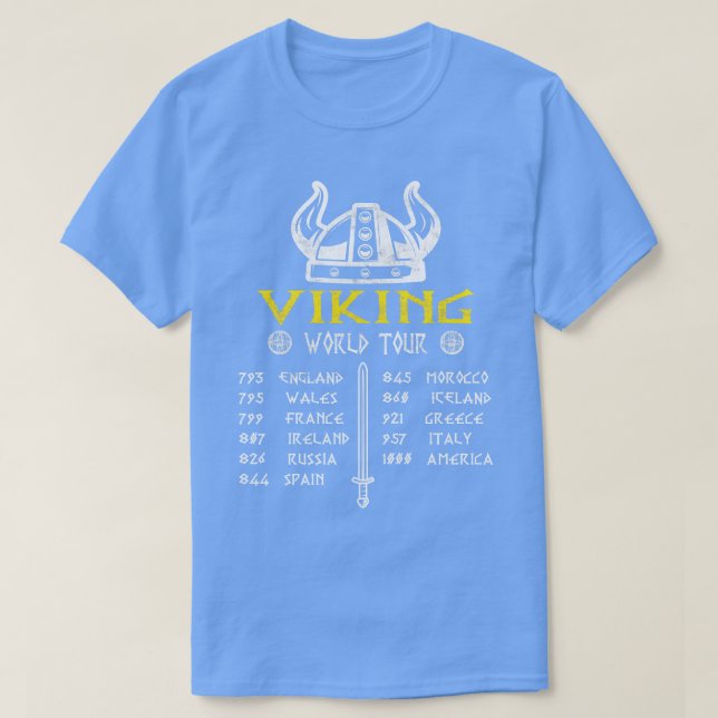 Camiseta Funny Viking World Tour Raid Para Valhalla Norse M (Frente do Design)