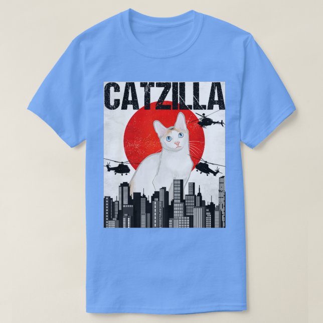 Camiseta Funny Vintage Japanese Catzilla Japanese Bobtail C (Frente do Design)
