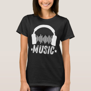 Camiseta Funny Vintage Retro Fones de ouvido Eletrônicos Mú