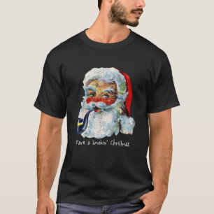 Camiseta Funny Vintage Santa Claus Fumando Pipe Natal R