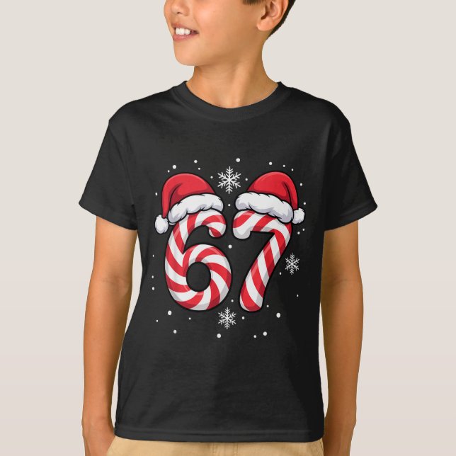 Camiseta Funny Viral 67 Candy Canes Santa Funny Holiday Kid (Frente)