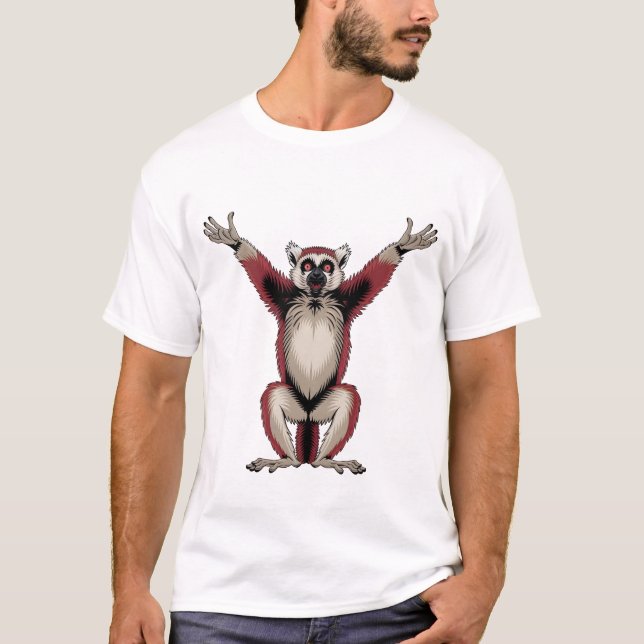 Camiseta Funny Viral Bloodnut Meme Red-Ruffed Lemur  (Frente)