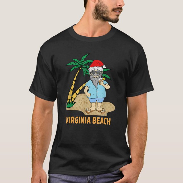 Camiseta Funny Virginia Beach Vacation Santa Theme Men Wome (Frente)