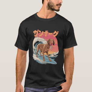 Camiseta Funny Vizsla Dog Japonês Onda Kanagawa