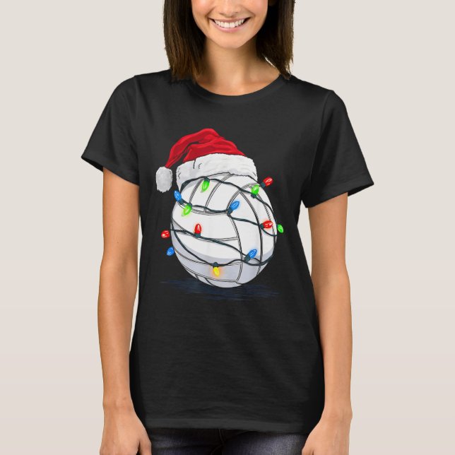 Camiseta Funny Volleyball Ball Christmas Graphics Lights Lo (Frente)