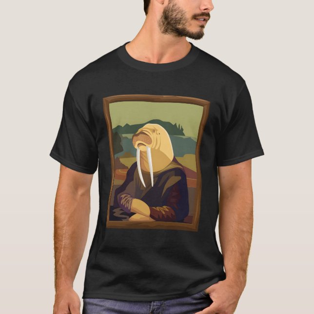 Camiseta Funny Walrus Mona Lisa Art Parody (Frente)