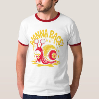 Camiseta Funny Wanna Race? Snail Ironic Humor Ringer T-Shir