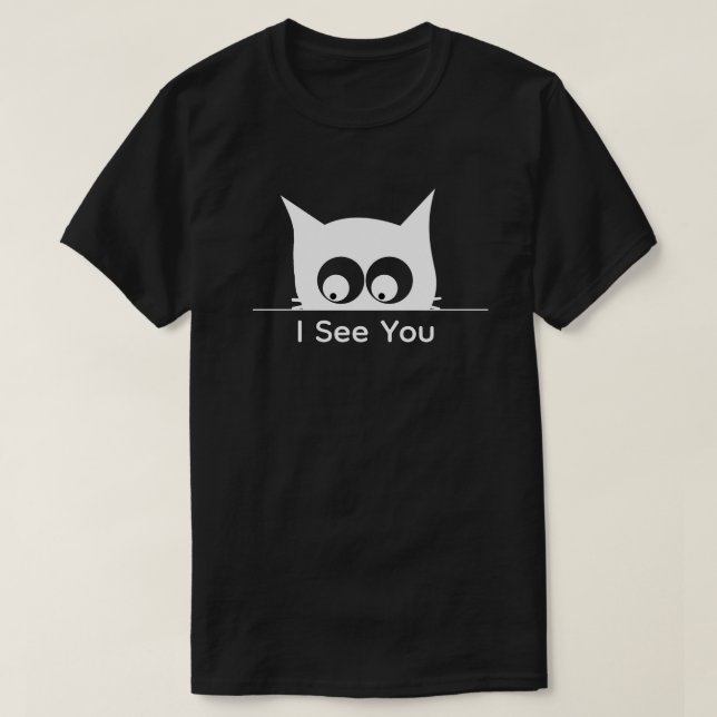Camiseta Funny Watching You Cat Cute Minimal (Frente do Design)
