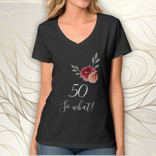Camiseta Funny Watercolor Floral 50º Aniversário