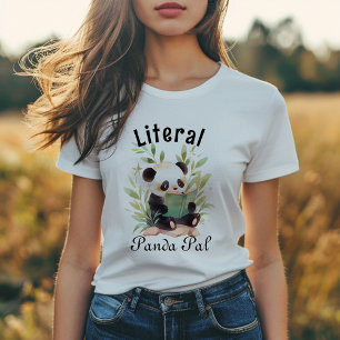 Camiseta Funny Watercolor Panda Lendo Um Livro