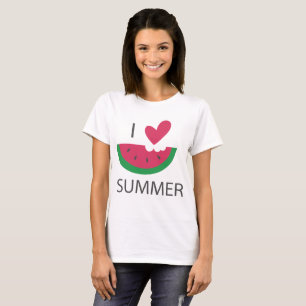 Camiseta Funny Watercolor Watermelon Heart I Love Summer