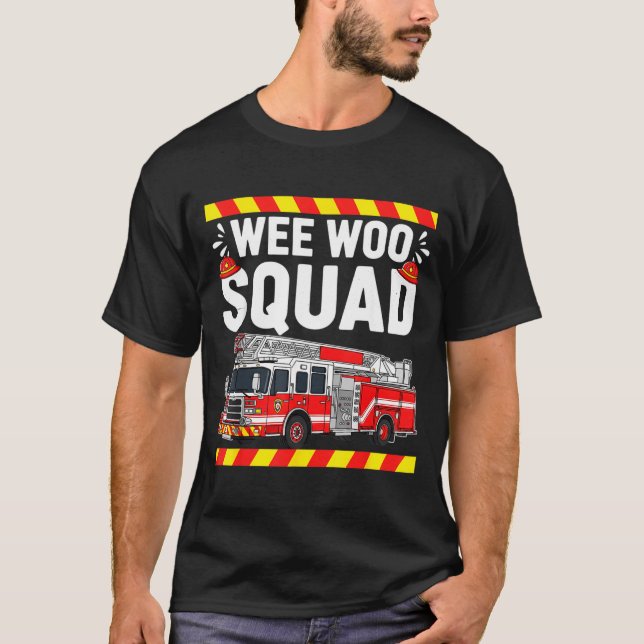 Camiseta Funny Wee Woo Squad Fire Department Firefighter Fi (Frente)
