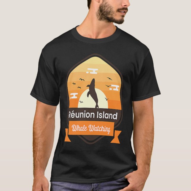 Camiseta Funny Whale Watching Réunion Island Ocean Marine B (Frente)