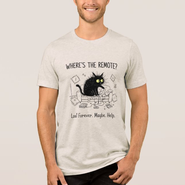 Camiseta Funny Where Is The Remote Cat Tee (Frente)