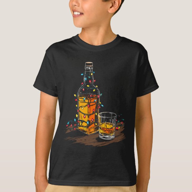 Camiseta Funny Whiskey Christmas Graphics Lights Lover Long (Frente)