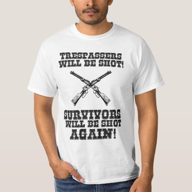 Camiseta Funny Wild West Cowboy Dizendo Humor de Advertênci (Frente)