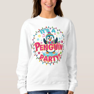 Camiseta Funny Winter Hoodie with Dancing Penguin & Holiday