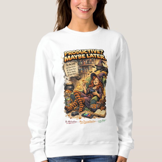 Camiseta Funny Witch Gamer Procrastination Quote Design (Frente)