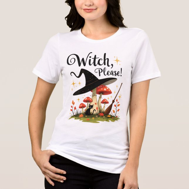 Camiseta Funny Witch Please Black Cat Mushroom (Frente)