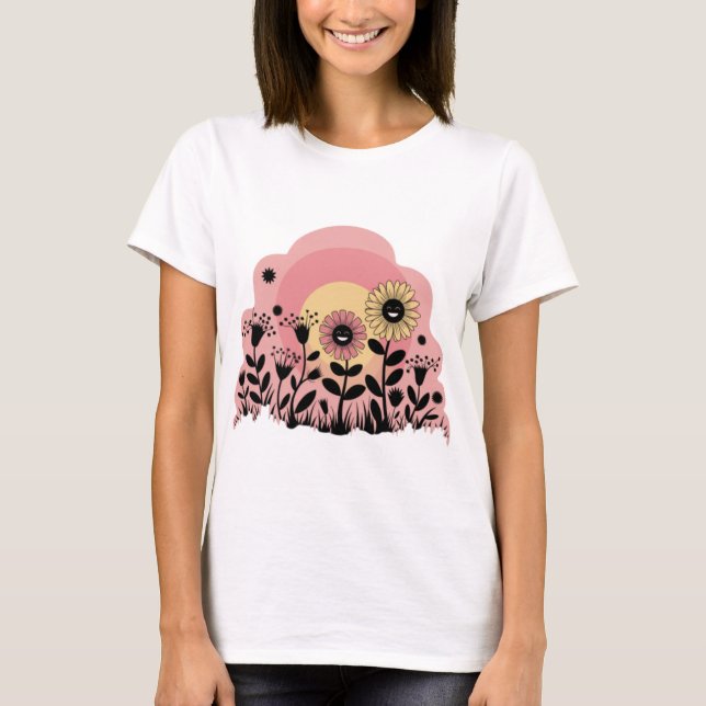 Camiseta funny women graphic tee of flowers (Frente)
