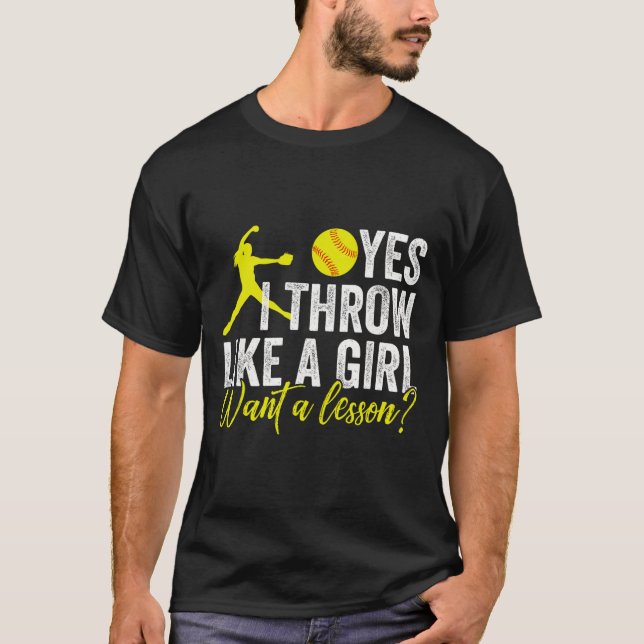 Camiseta Funny Women's Softll I Know I Throw Like A Girl Pi (Frente)