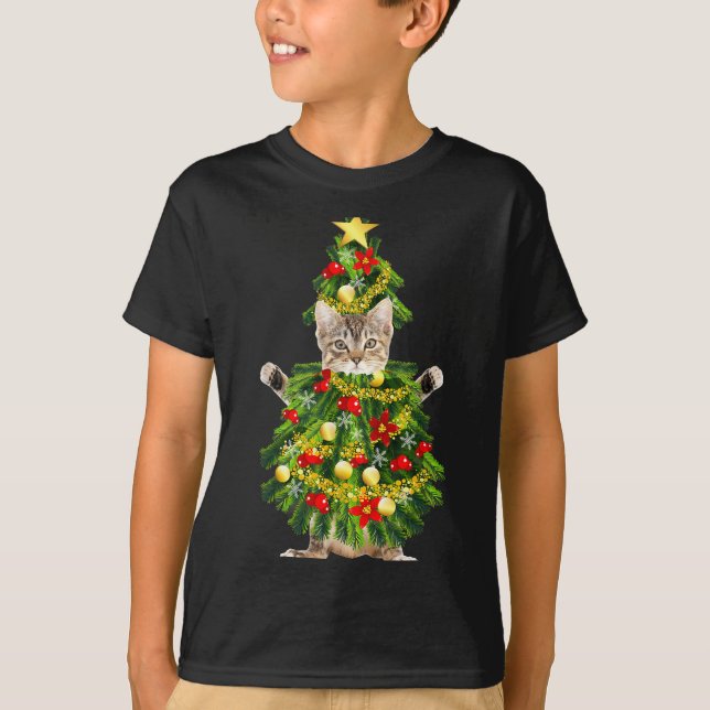 Camiseta Funny Xmas Holiday Cat Christmas Tree For Cat Kitt (Frente)