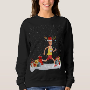 Camiseta Funny Xmas Lighting Reindeer Santa Hat Marathon Ch
