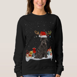 Camiseta Funny Xmas Lighting Reindeer Santa Hat Schnauzer C
