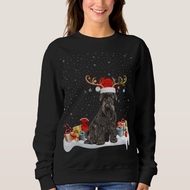 Camiseta Funny Xmas Lighting Reindeer Santa Hat Schnauzer C (Frente)