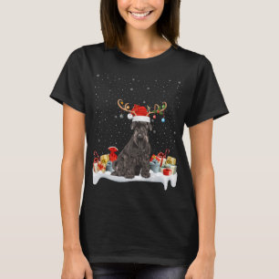 Camiseta Funny Xmas Lighting Reindeer Santa Hat Schnauzer C