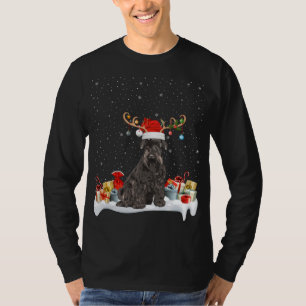 Camiseta Funny Xmas Lighting Reindeer Santa Hat Schnauzer C