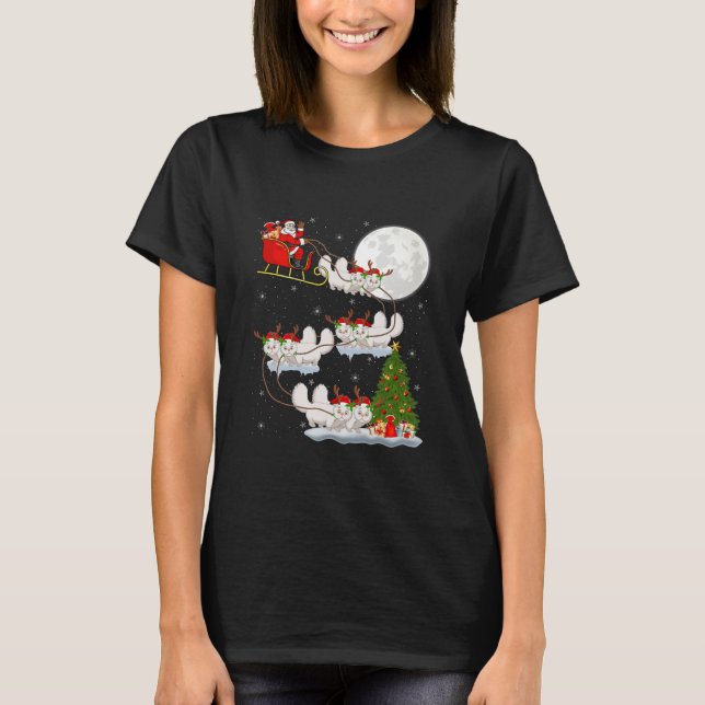 Camiseta Funny Xmas Lighting Tree Santa Riding (Frente)