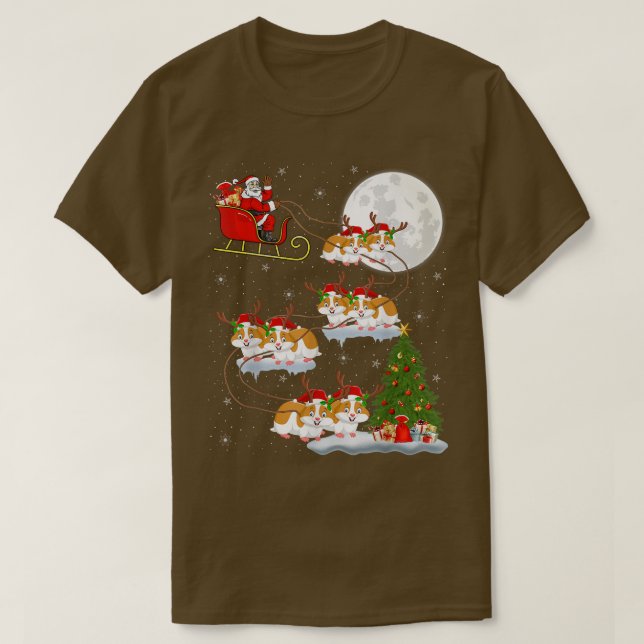 Camiseta Funny Xmas Lighting Tree Santa Riding Hamster Chri (Frente do Design)