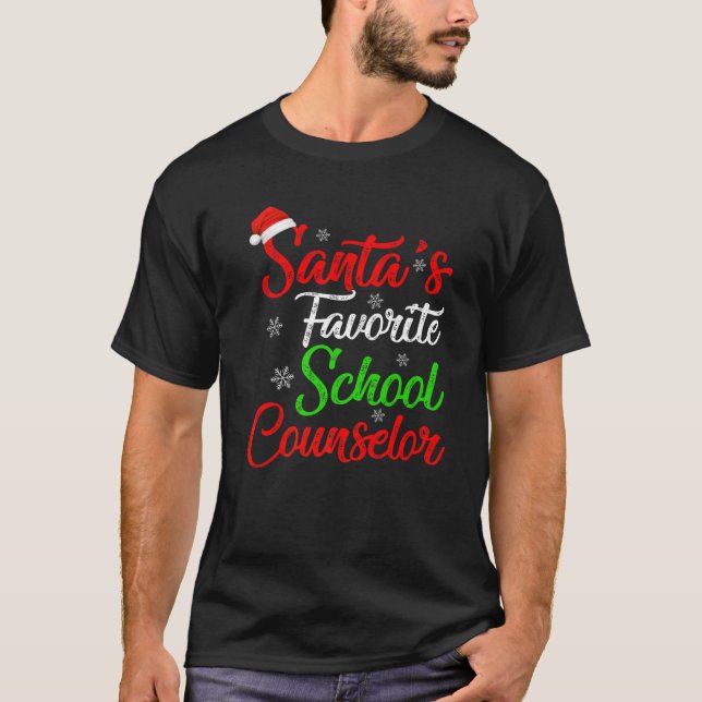 Camiseta Funny Xmas Santa's Favorite School Counselor Chris (Frente)