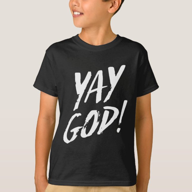Camiseta Funny Yay God Graphic Jesus Christian Religion Gif (Frente)