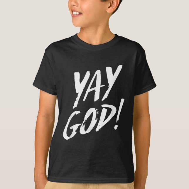 Camiseta Funny Yay God Graphic Jesus Christian Religion Gif (Frente)