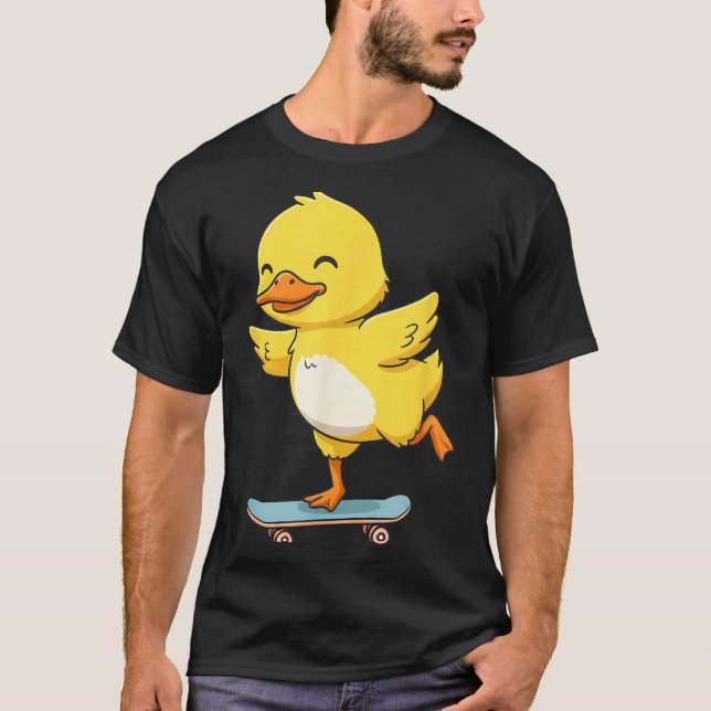 Camiseta Funny Yellow Duck Skater Skateboard Ballerina Zoo  (Frente)